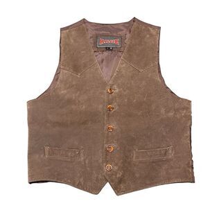 Vintage Rage Brown Suede Leather Vest Brown Size Medium